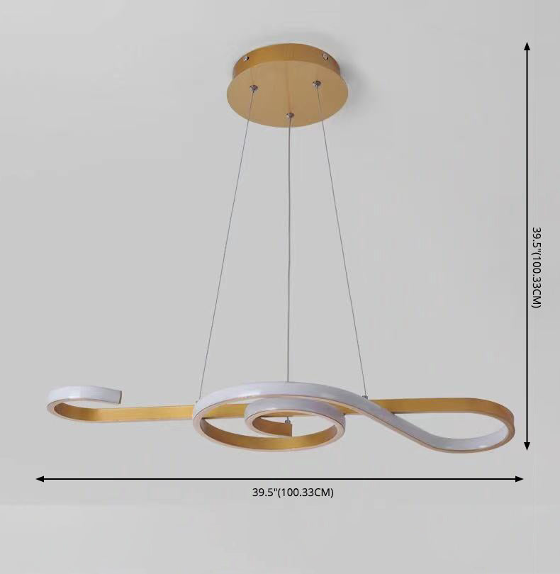 Ultra-modern Musical Note Hanging Chandelier Aluminum Suspension Lighting with Hanging Cord for Living Room