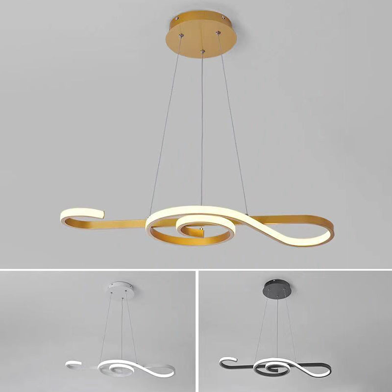 Ultra-modern Musical Note Hanging Chandelier Aluminum Suspension Lighting with Hanging Cord for Living Room