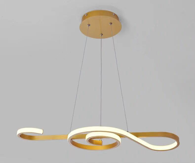 Ultra-modern Musical Note Hanging Chandelier Aluminum Suspension Lighting with Hanging Cord for Living Room