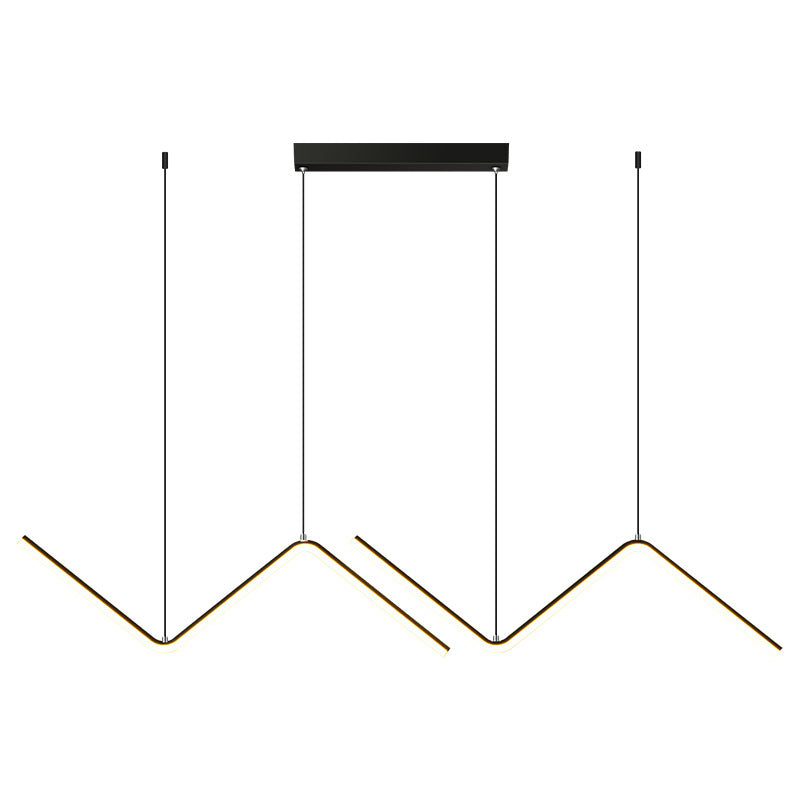 Nordic Minimalist Rectilinear Chandelier Lamp Metal Hanging Pendant Lights for Restaurant