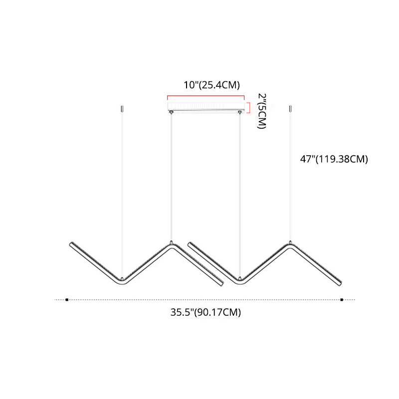 Nordic Minimalist Rectilinear Chandelier Lamp Metal Hanging Pendant Lights for Restaurant