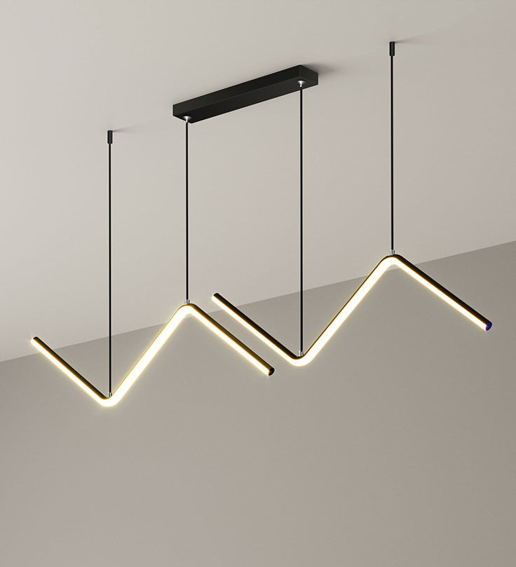 Nordic Minimalist Rectilinear Chandelier Lamp Metal Hanging Pendant Lights for Restaurant