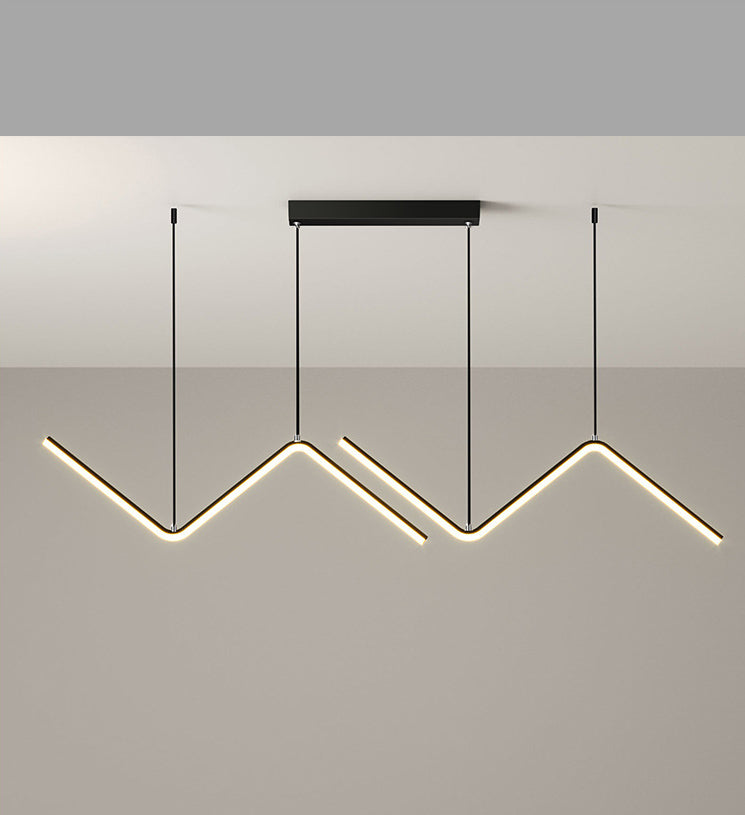 Nordic Minimalist Rectilinear Chandelier Lamp Metal Hanging Pendant Lights for Restaurant