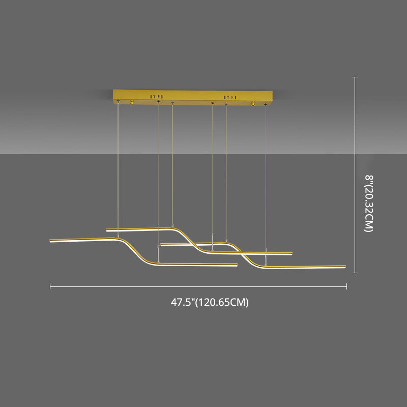 Ultra-moderne lineare hängende Kronleuchter-metallische Hängelampe mit hängenden Kabel für das Restaurant