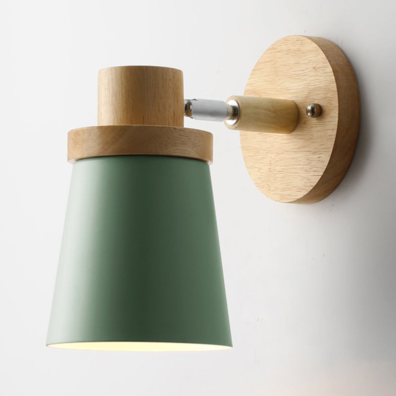 Nordic Macarons Style Dome Sconce Wall Light 1 Light Wall Sconce with Wood