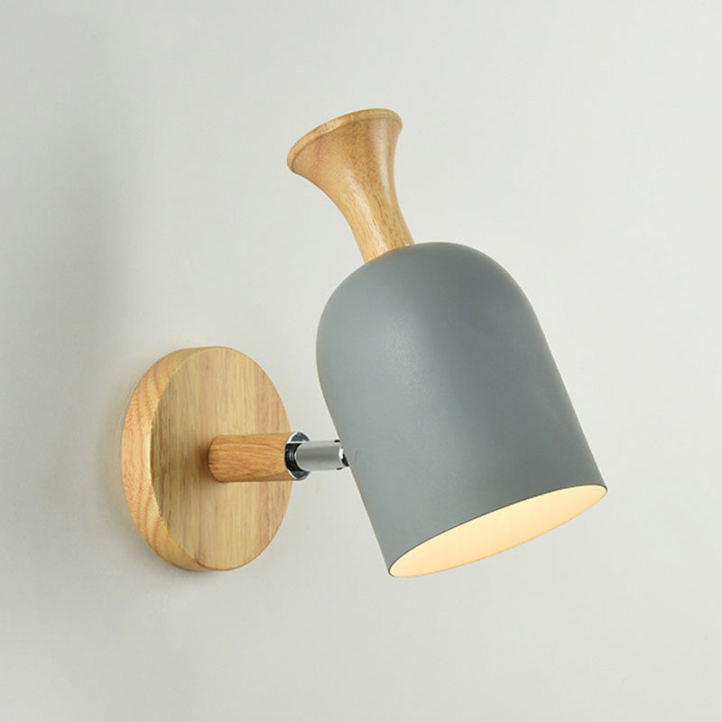 Nordic Macarons Style Dome Sconce Wall Light 1 Light Wall Sconce with Wood