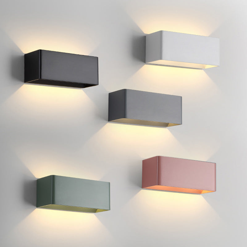 Mata rectangular de pared simple macarons estilo metal 1 apliques de luz
