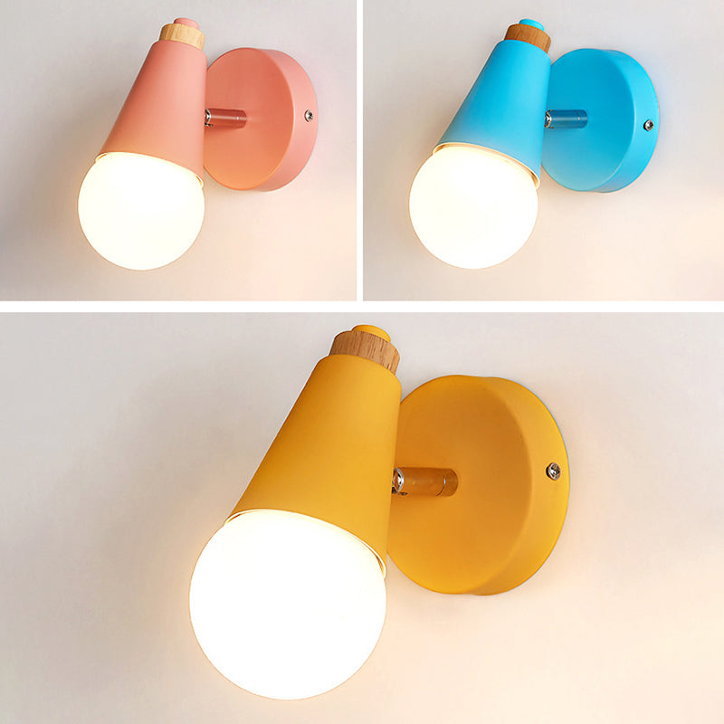 Ángulo ajustable 1 Luz de luz CONO Luz de pared Macaron Minimalista Metalista de metal de estilo