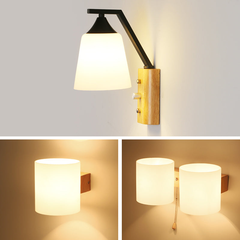 Wandleuchter japanischer minimalistischer Stil Glas 1 leichte Leuchten für Wohnzimmer Schlafzimmer