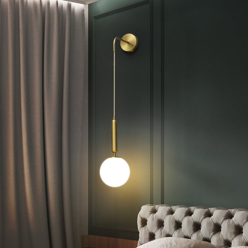 Globe Shaped Wall Sconce Modern Minimalist Style Glass 1 Light Sconces for Bedroom