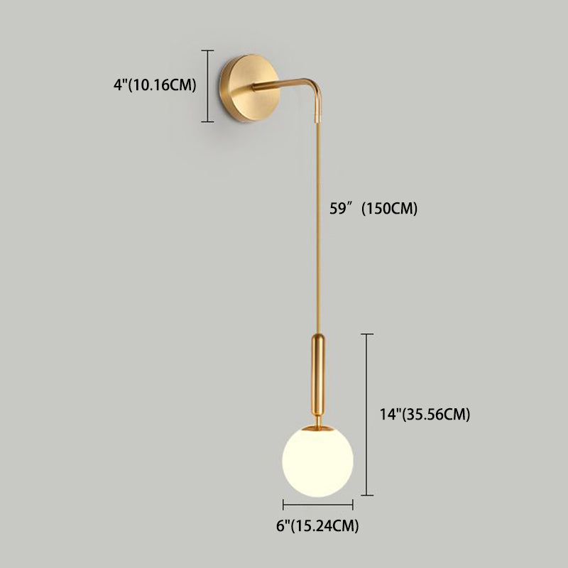 Globe Shaped Wall Sconce Modern Minimalist Style Glass 1 Light Sconces for Bedroom