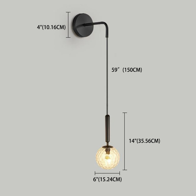 Globe Shaped Wall Sconce Modern Minimalist Style Glass 1 Light Sconces for Bedroom