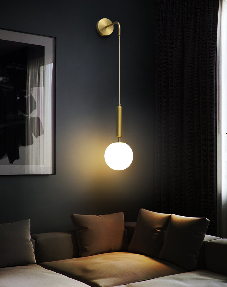 Globe Shaped Wall Sconce Modern Minimalist Style Glass 1 Light Sconces for Bedroom