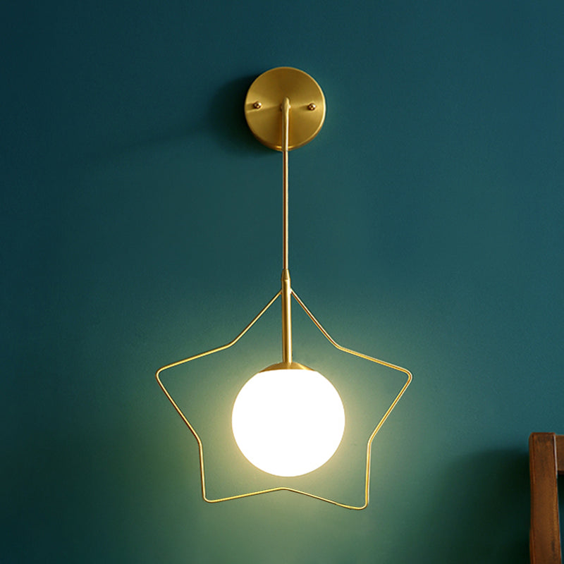 Amplia de pared en forma de globo de vidrio con marco de estrella creativo estilo moderno 1 apliques de luz