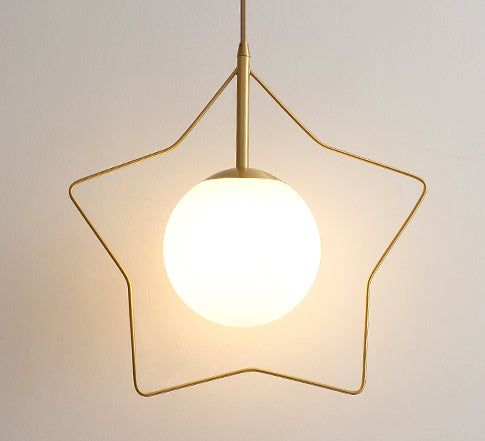 Amplia de pared en forma de globo de vidrio con marco de estrella creativo estilo moderno 1 apliques de luz