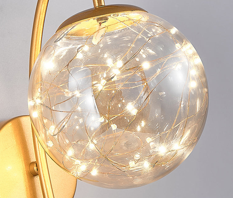 Spherical Wall Sconce with Antlers Nordic Luxury Style Glass Sconces for Living Room Bedroom