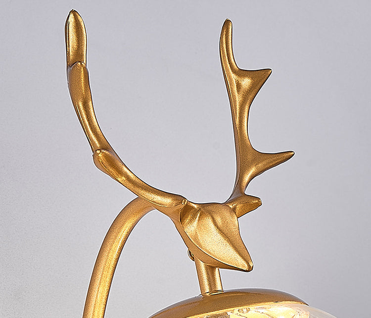 Spherical Wall Sconce with Antlers Nordic Luxury Style Glass Sconces for Living Room Bedroom