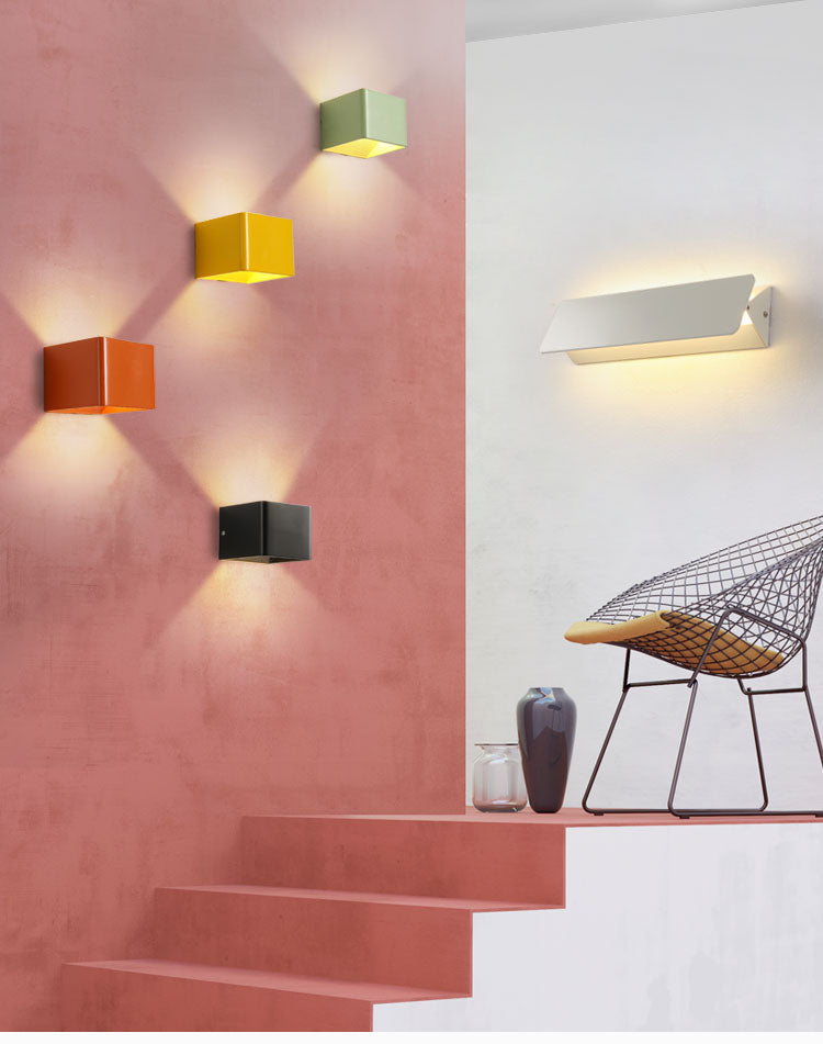 Moderner minimalistischer Stil quadratischer Wandleuchter Aluminium 1 leichte Leuchten für Wohnzimmer