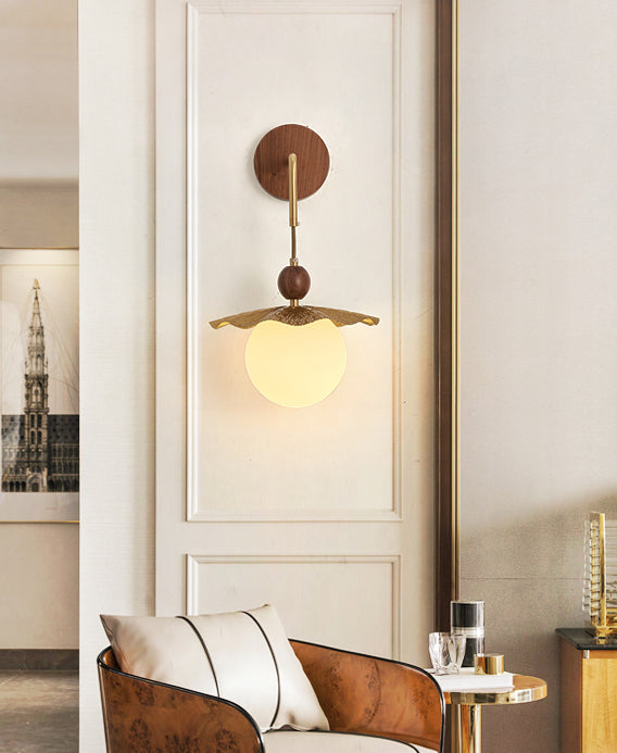 Shaded Sconce Wall Light Chinese Simple Style Copper 1 Light Sconces