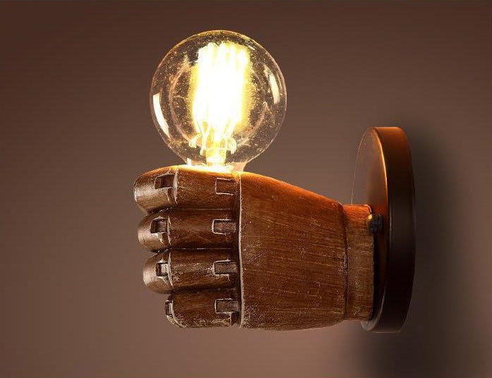 Retro Industrial Style Fist-shaped Wall Sconce Resin 1 Light Sconces for Bar Cafe