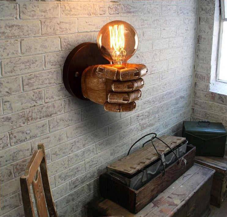 Retro Industrial Style Fist-shaped Wall Sconce Resin 1 Light Sconces for Bar Cafe