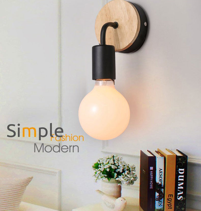 Nórdico estilo minimalista de lámpara de lámpara de madera 1 apliques de luz