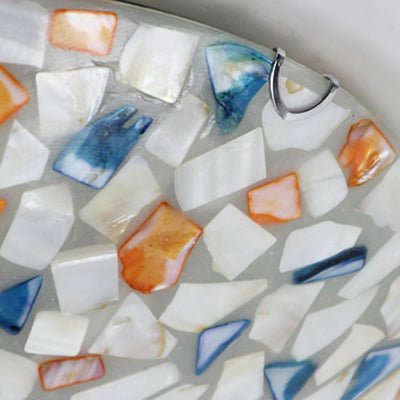 12"/16" W Colorful Bowl Ceiling Light Vintage Mosaic Glass 1 Bulb Flush Mount Ceiling Light in White