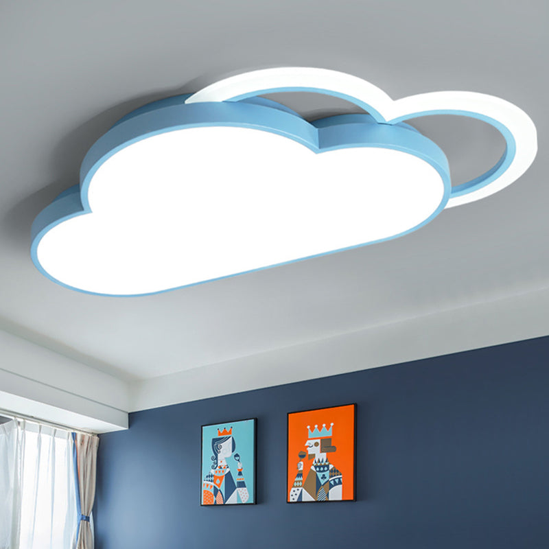 LED Bedroom Flush Mount Light Fixture Modern Close to Ceiling Lighting with Cloud Metal Shade