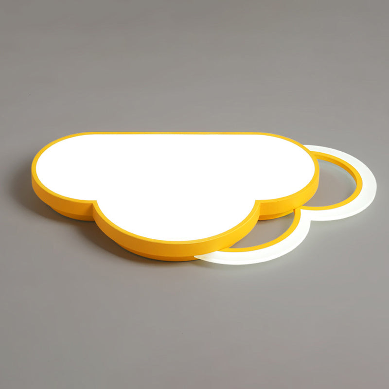 LED Bedroom Flush Mount Light Fixture Modern Close to Ceiling Lighting with Cloud Metal Shade