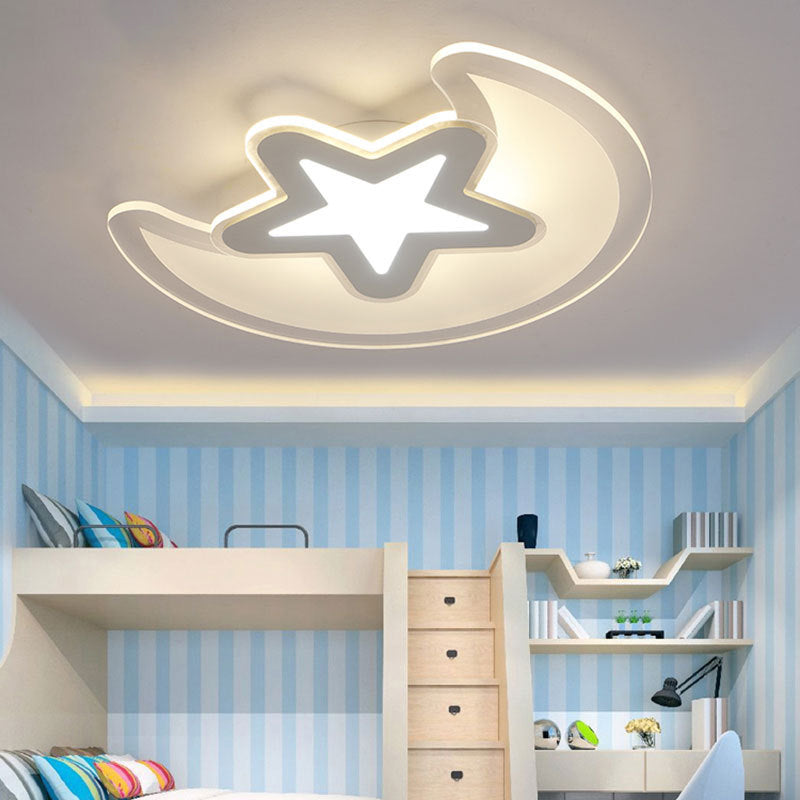 Mond- und Stern-Unterputzleuchte, minimalistische Acryl-LED-Deckenleuchte in Weiß