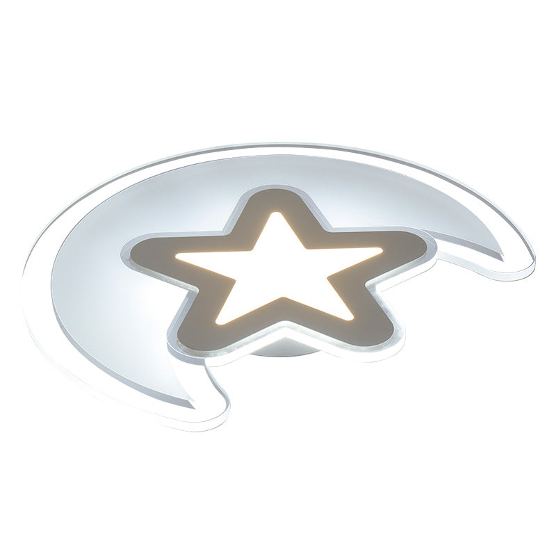 Mond- und Stern-Unterputzleuchte, minimalistische Acryl-LED-Deckenleuchte in Weiß