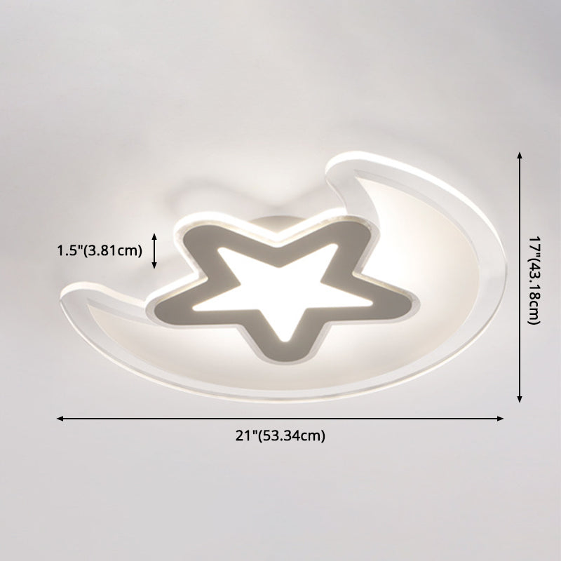 Mond- und Stern-Unterputzleuchte, minimalistische Acryl-LED-Deckenleuchte in Weiß
