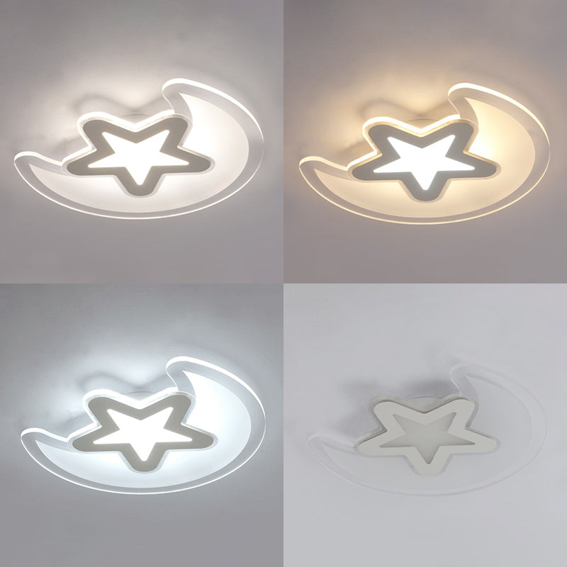Mond- und Stern-Unterputzleuchte, minimalistische Acryl-LED-Deckenleuchte in Weiß