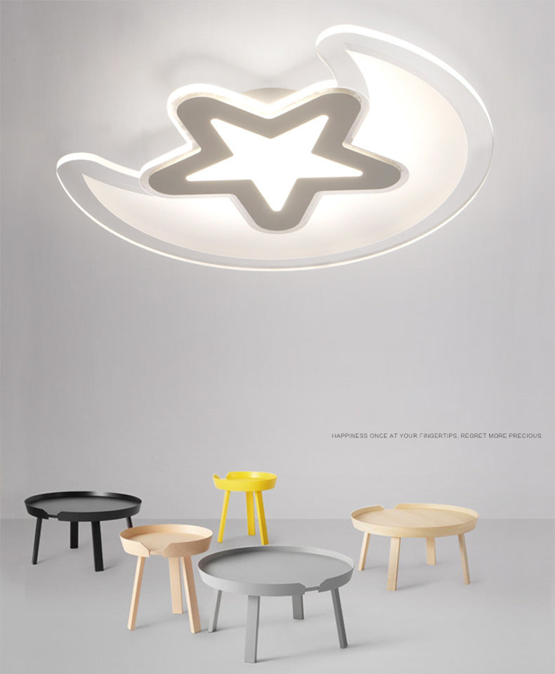 Mond- und Stern-Unterputzleuchte, minimalistische Acryl-LED-Deckenleuchte in Weiß
