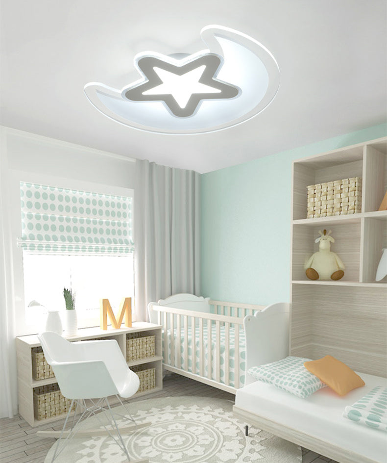 Mond- und Stern-Unterputzleuchte, minimalistische Acryl-LED-Deckenleuchte in Weiß