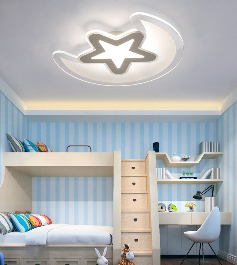 Mond- und Stern-Unterputzleuchte, minimalistische Acryl-LED-Deckenleuchte in Weiß