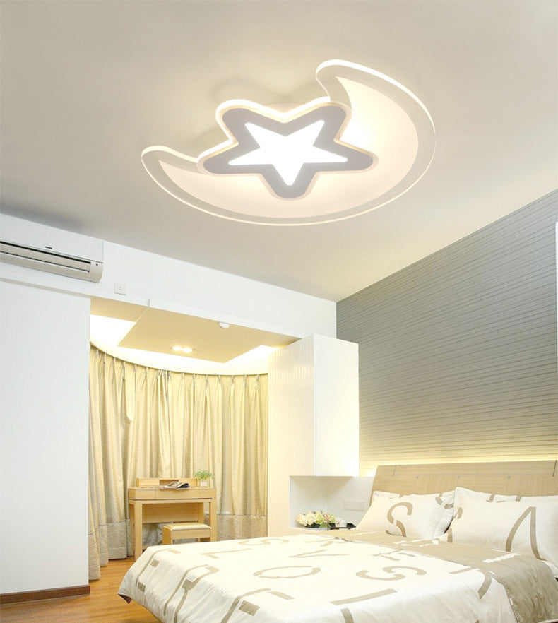 Mond- und Stern-Unterputzleuchte, minimalistische Acryl-LED-Deckenleuchte in Weiß