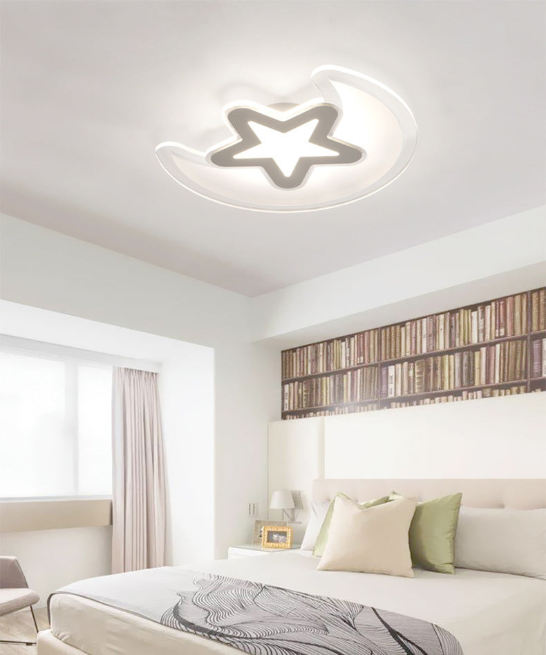 Mond- und Stern-Unterputzleuchte, minimalistische Acryl-LED-Deckenleuchte in Weiß