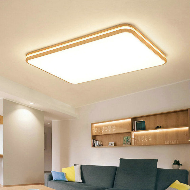 Luminaire encastré en bois rectangulaire, plafonnier LED de Style moderne