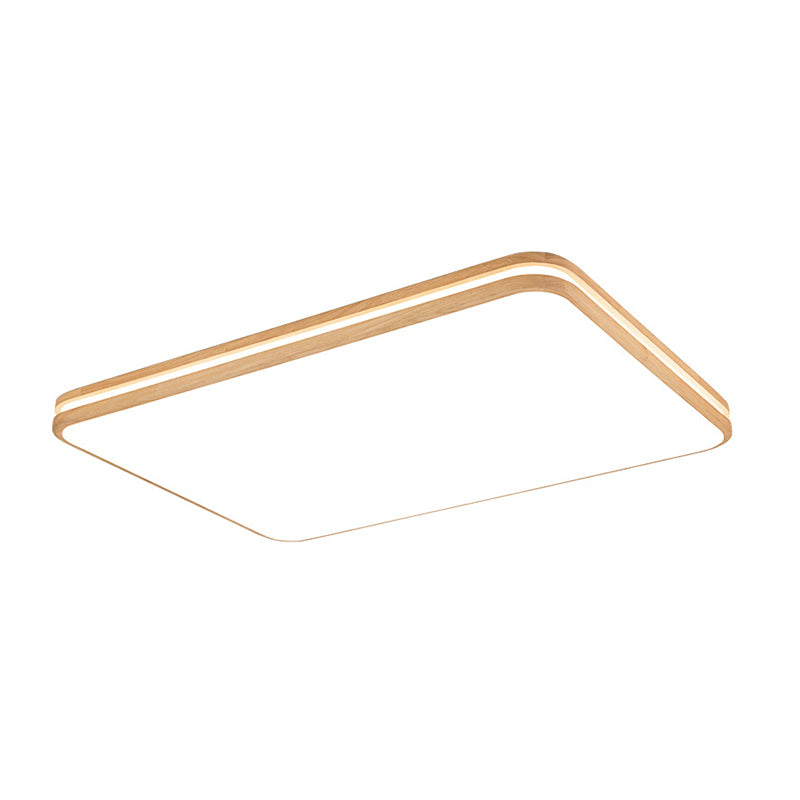 Rectangle Wooden Flushmount Lighting Modern Style LED Wood Flush Ceiling Light Fixture