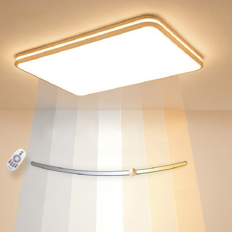 Rectangle Wooden Flushmount Lighting Modern Style LED Wood Flush Ceiling Light Fixture