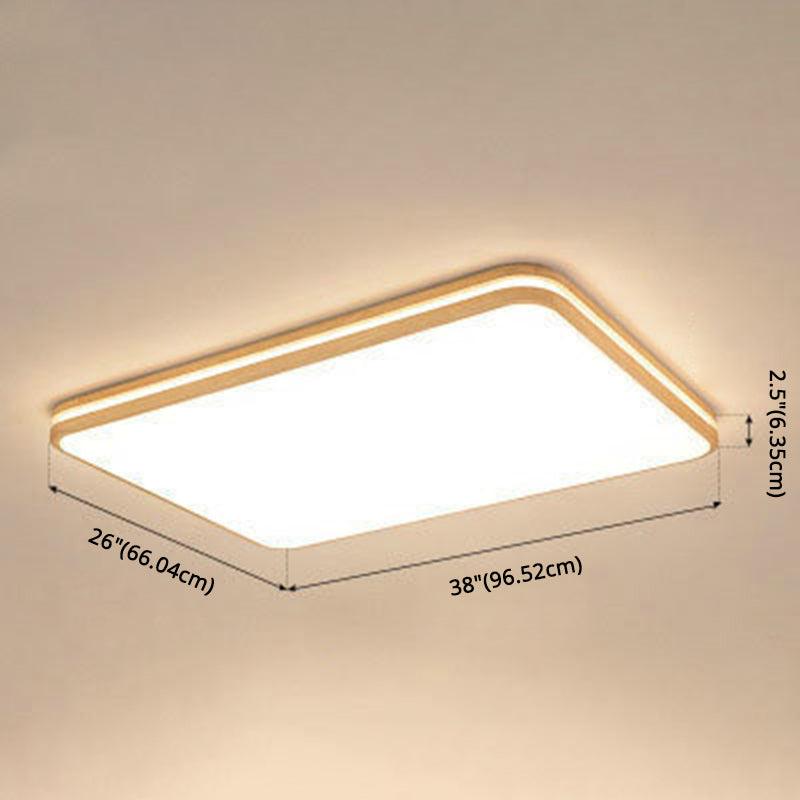 Rectangle Wooden Flushmount Lighting Modern Style LED Wood Flush Ceiling Light Fixture