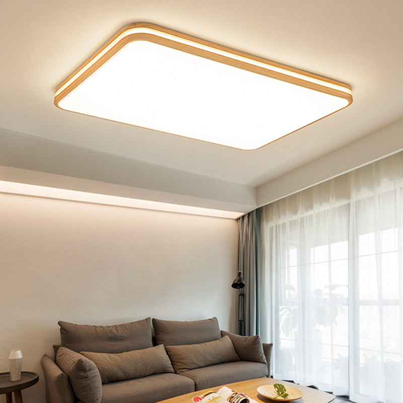 Luminaire encastré en bois rectangulaire, plafonnier LED de Style moderne