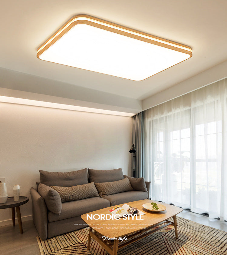 Rectangle Wooden Flushmount Lighting Modern Style LED Wood Flush Ceiling Light Fixture