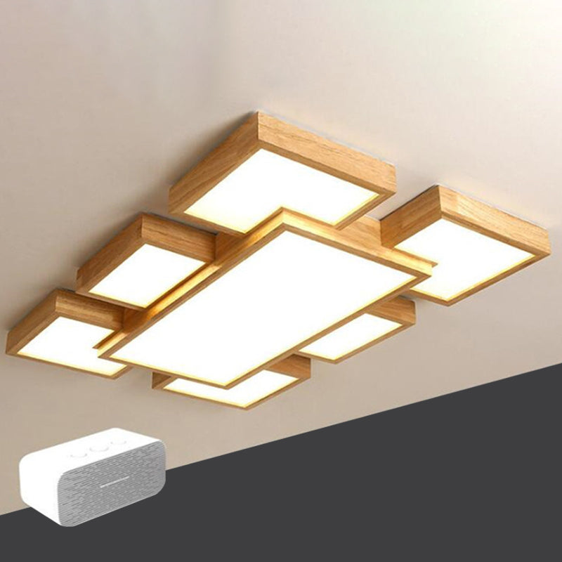 Spleißen von Quadraten Unterputzbeleuchtung Minimalismus Holz-LED-Deckenleuchte aus Holz