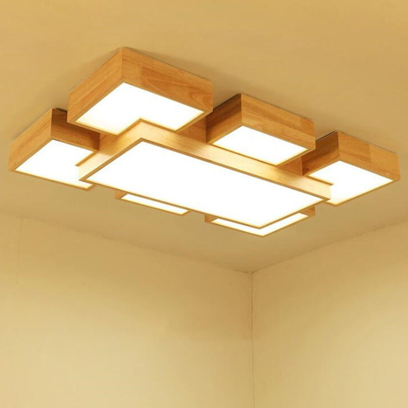Spleißen von Quadraten Unterputzbeleuchtung Minimalismus Holz-LED-Deckenleuchte aus Holz