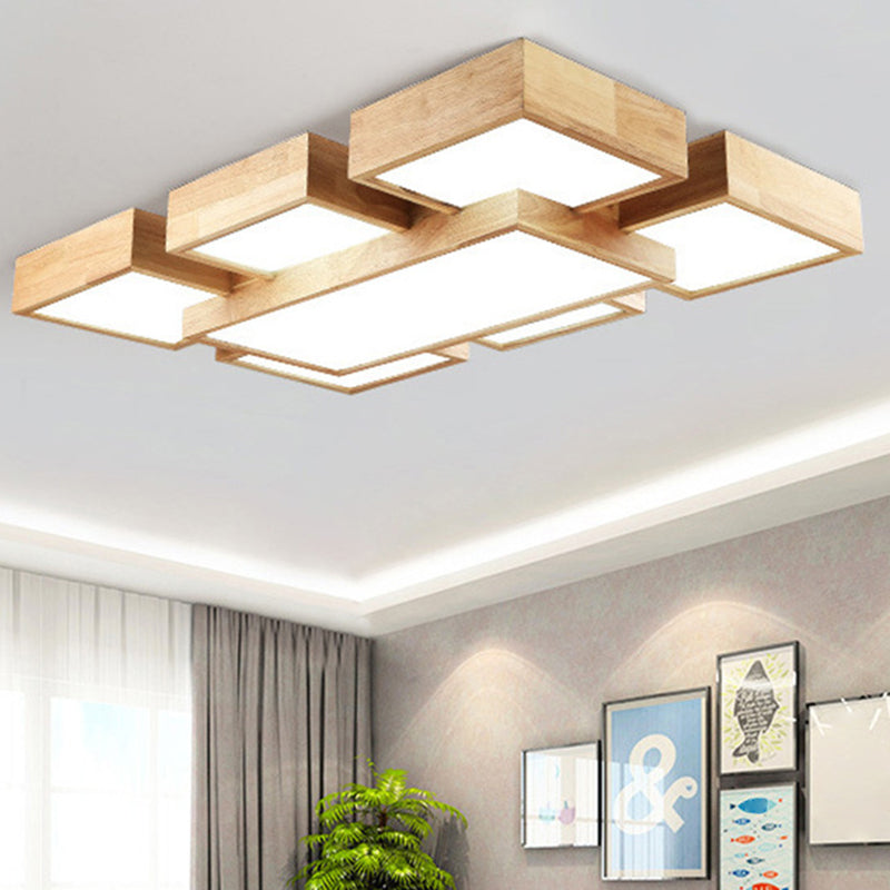 Spleißen von Quadraten Unterputzbeleuchtung Minimalismus Holz-LED-Deckenleuchte aus Holz