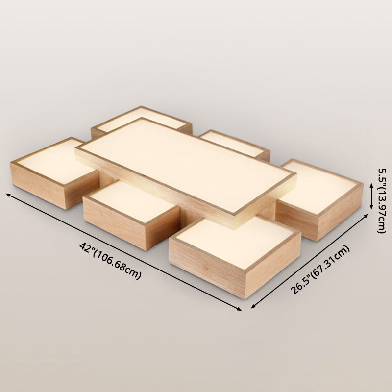Spleißen von Quadraten Unterputzbeleuchtung Minimalismus Holz-LED-Deckenleuchte aus Holz