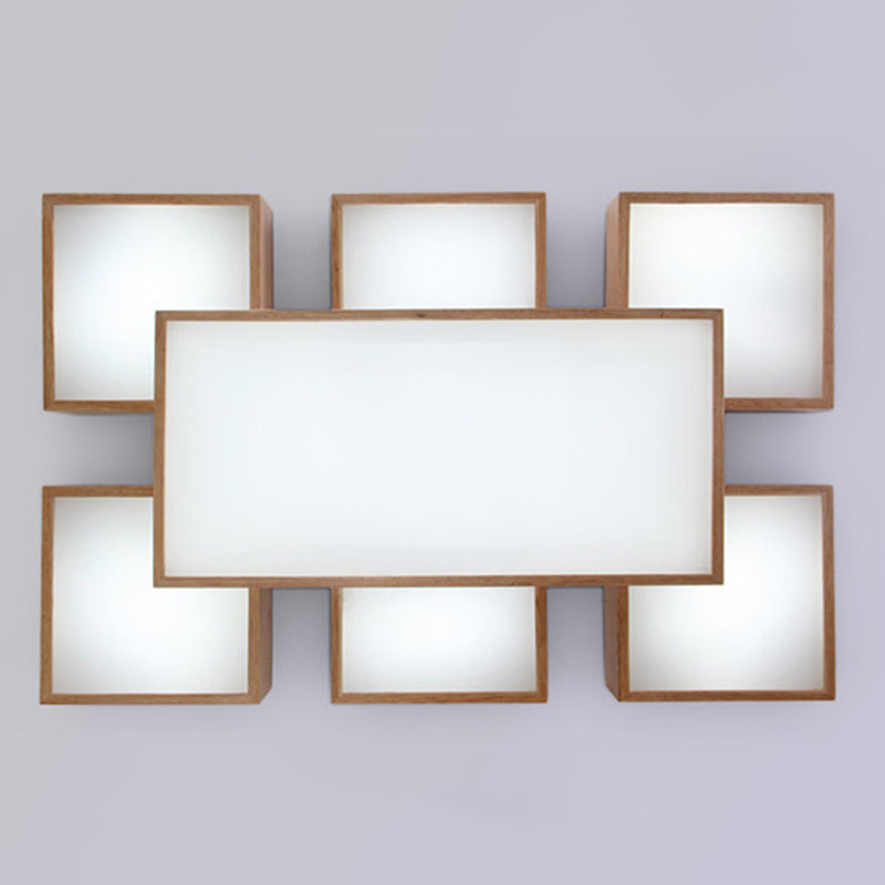Spleißen von Quadraten Unterputzbeleuchtung Minimalismus Holz-LED-Deckenleuchte aus Holz