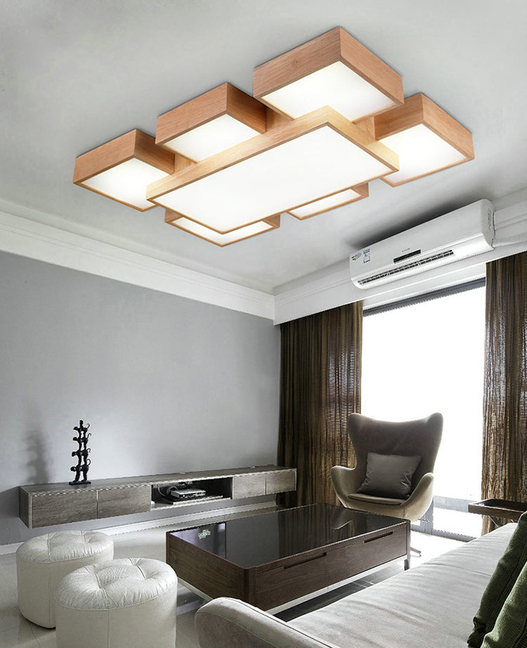 Spleißen von Quadraten Unterputzbeleuchtung Minimalismus Holz-LED-Deckenleuchte aus Holz